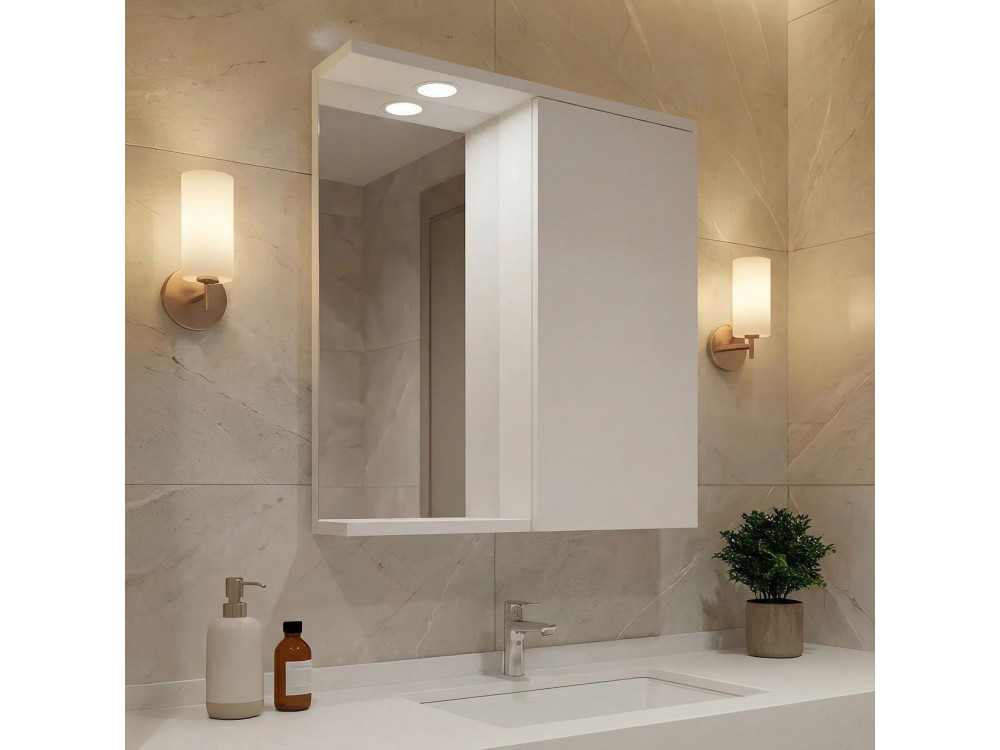 Badkamermeubel met spiegel "Purus 55" - 56 x 18 x 68 cm - Wit