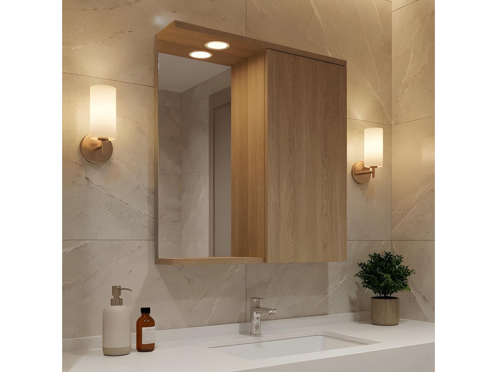Badkamermeubel met spiegel "Purus 55" - 56 x 18 x 68 cm - Sonomo Oak