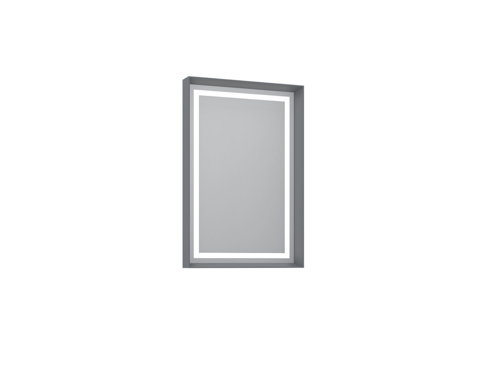 Decoratieve houten spiegel "Craft 60 x 90 v2" - 60 x 10 x 90 cm - Matgrijs