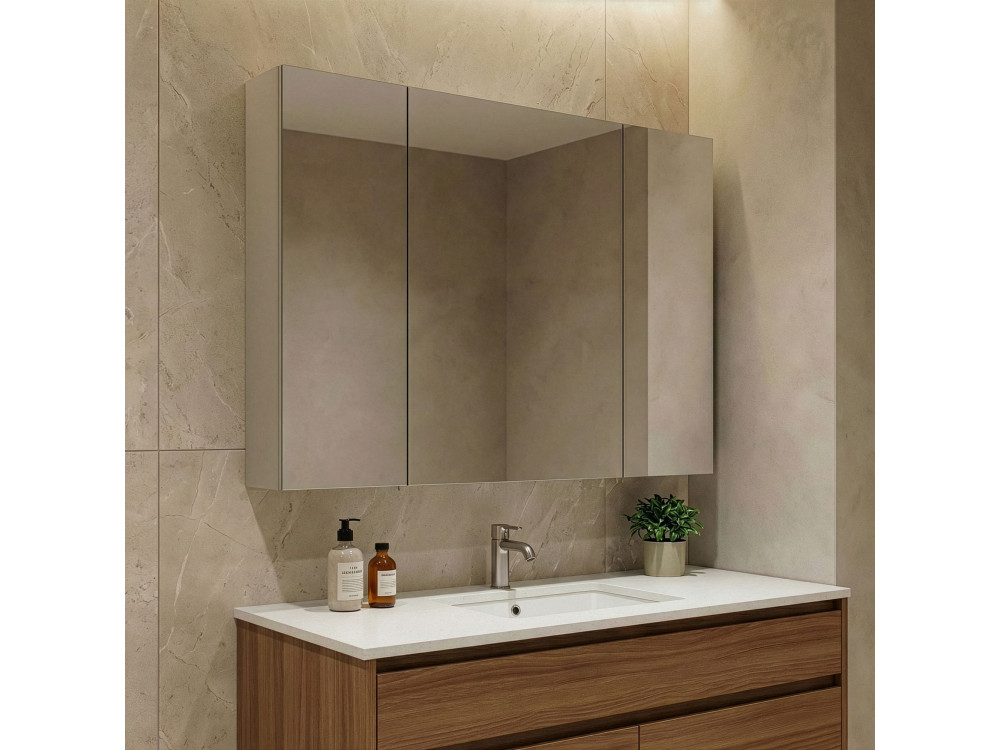 Badkamermeubel met spiegel "Desna 100" - 97 x 16 x 66 cm - Zandkleur