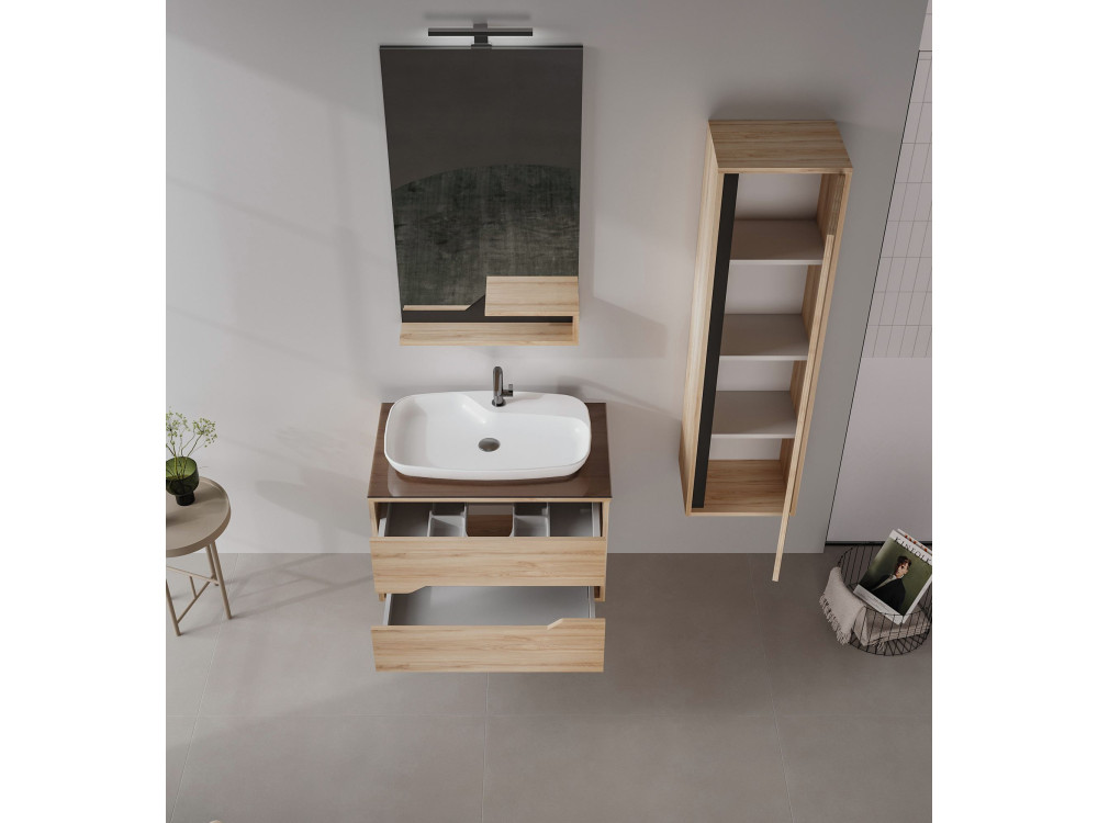 Decoratieve houten spiegel "Galia 60" - 60 x 14 x 100 cm - eikenhout