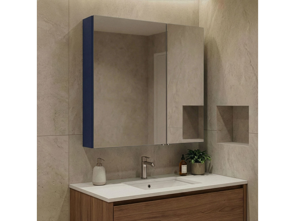 Badkamermeubel met spiegel "Bari 60" - 60 x 16 x 66 cm - mat marineblauw