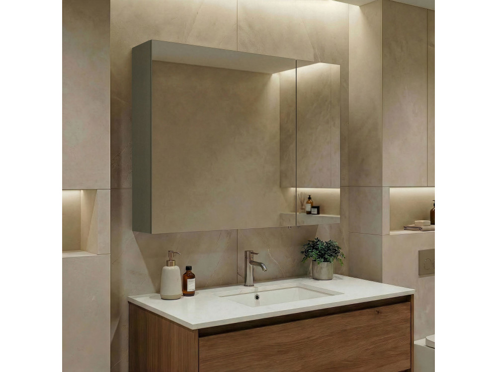 Badkamermeubel met spiegel "Bari 80" - 75 x 16 x 66 cm - Matte Green