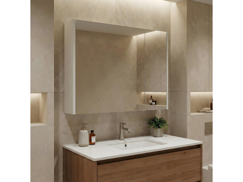 Badkamermeubel met spiegel "Arno 80" - 79 x 16 x 66 cm - Wit