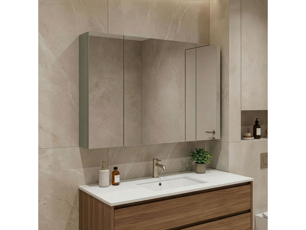 Badkamermeubel met spiegel "Bari 100" - 97 x 16 x 66 cm - Matte Green