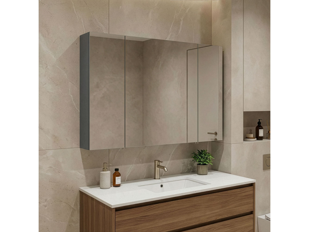 Badkamermeubel met spiegel "Bari 100" - 97 x 16 x 66 cm - Mat antraciet