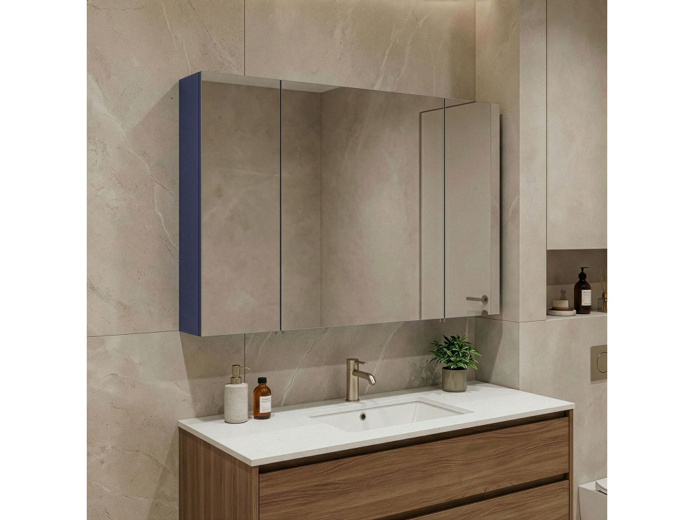 Badkamermeubel met spiegel "Bari 100" - 97 x 16 x 66 cm - mat marineblauw