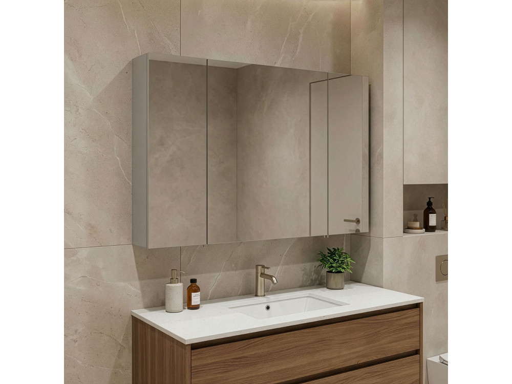 Badkamermeubel met spiegel "Bari 100" - 97 x 16 x 66 cm - Mat Cashmere
