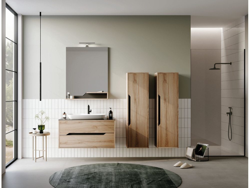 Decoratieve houten spiegel "Galia 80" - 60 x 14 x 100 cm - eikenhout