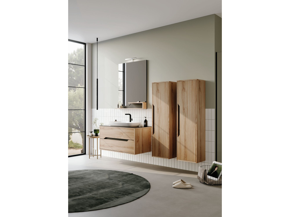 Decoratieve houten spiegel "Galia 80" - 60 x 14 x 100 cm - eikenhout