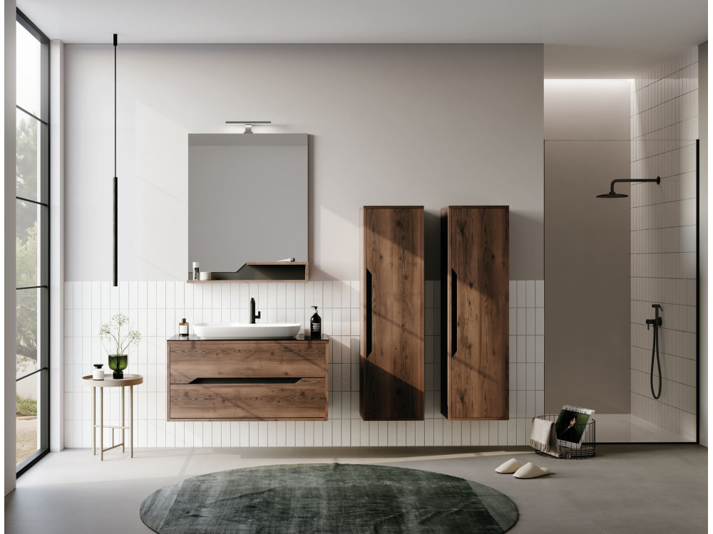 Decoratieve houten spiegel "Galia 80" - 60 x 14 x 100 cm - Dark Walnut