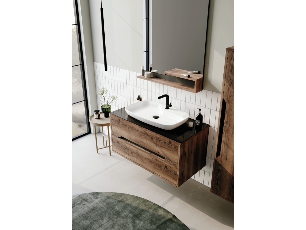 Decoratieve houten spiegel "Galia 80" - 60 x 14 x 100 cm - Dark Walnut