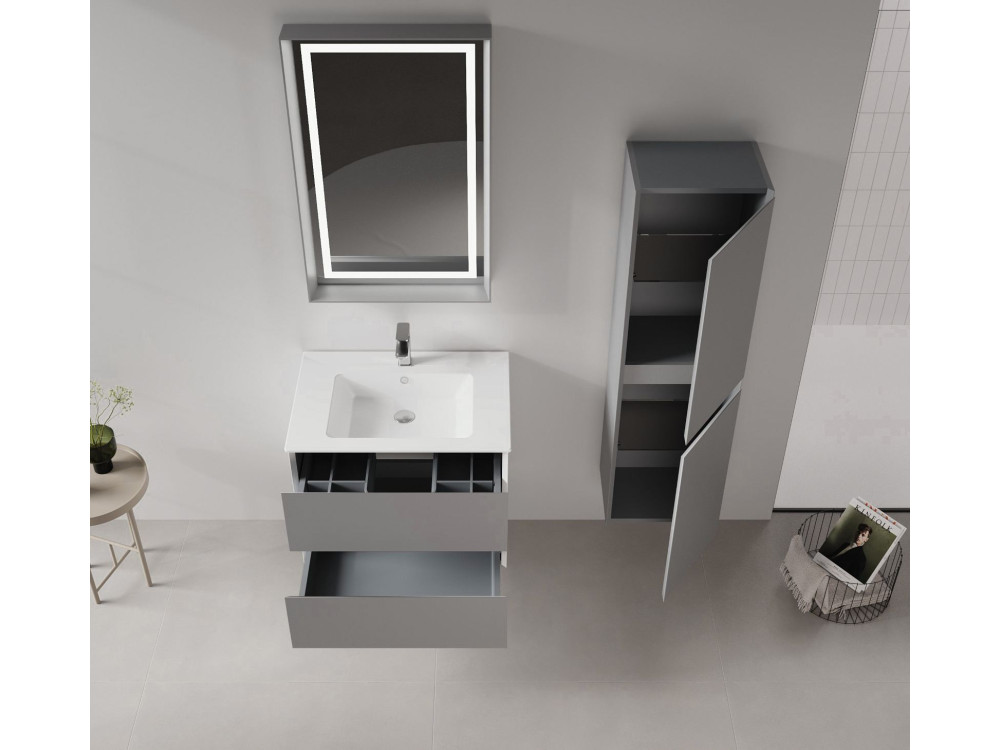 Badkamerkast "Nest 40 v2" - 40 x 32 x 138 cm - Matgrijs