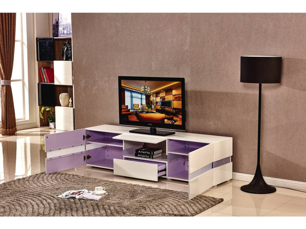TV meubel LED "Vida' - 177 x 39 x 45 cm - Wit gelakt