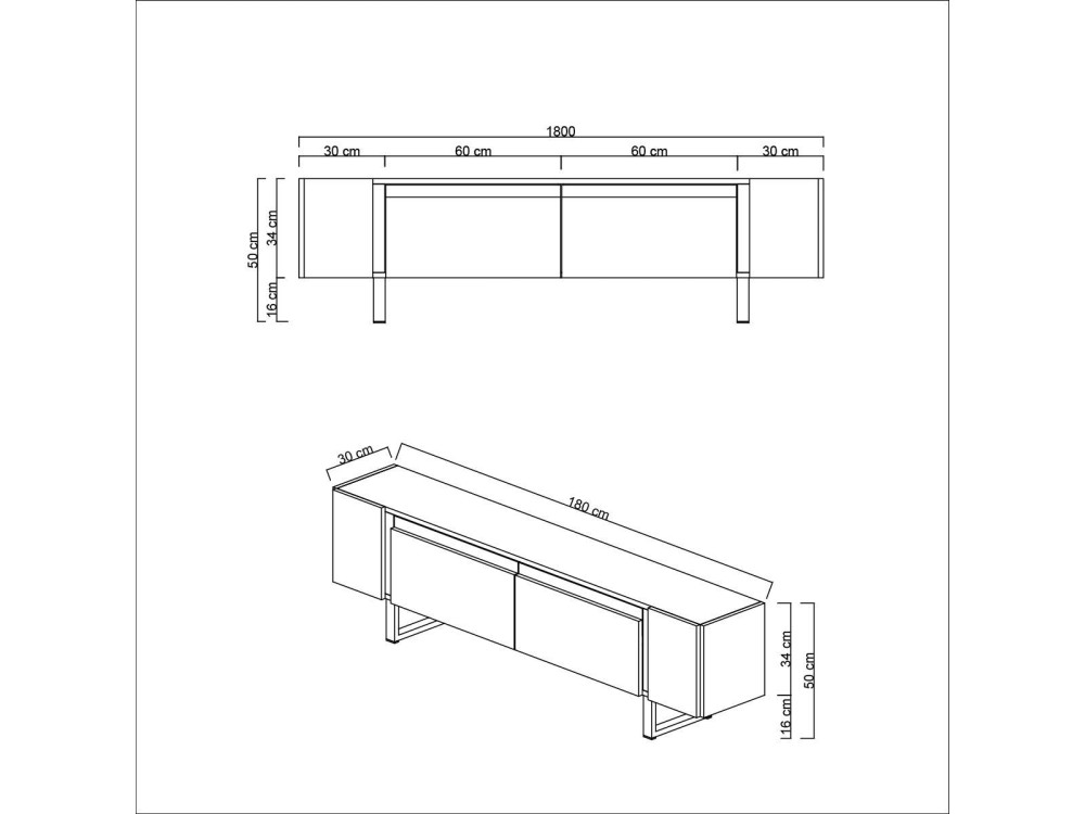 Houten TV-meubel "Yildiz" - 180 x 30 x 50 cm - TravertinOr