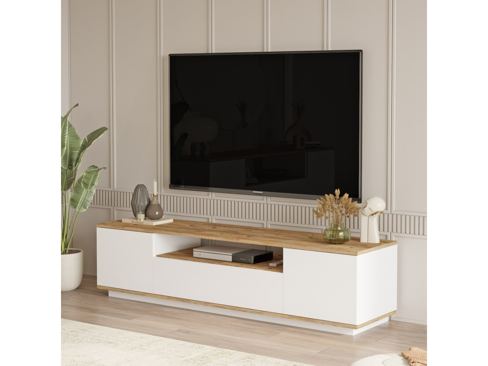 FR7" houten TV-meubel - 180 x 44 x 44 cm - Atlantic PineWit
