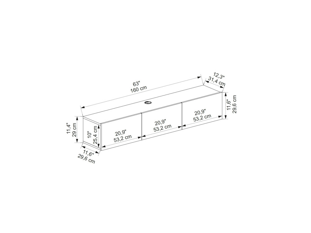 Houten TV-meubel "Denby" - 160 x 31 x 29 cm - Notelaar