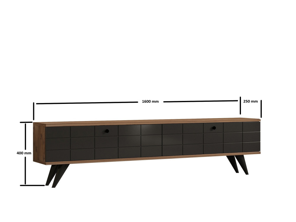 Houten TV-meubel "Alberi" - 160 x 25 x 35 cm - Antracietgrijs