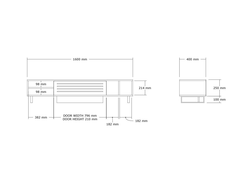 Houten TV-meubel "Safir" - 160 x 40 x 35 cm - Travertin