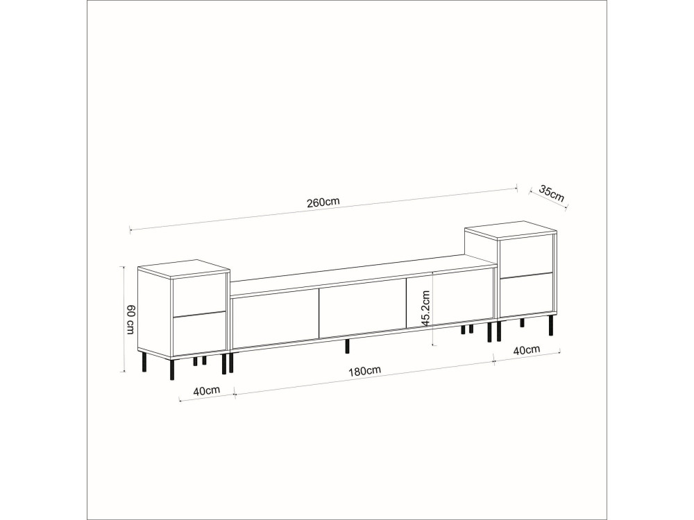 Houten TV-meubel "Imaj" - 260 x 35 x 60 cm - TravertinOr