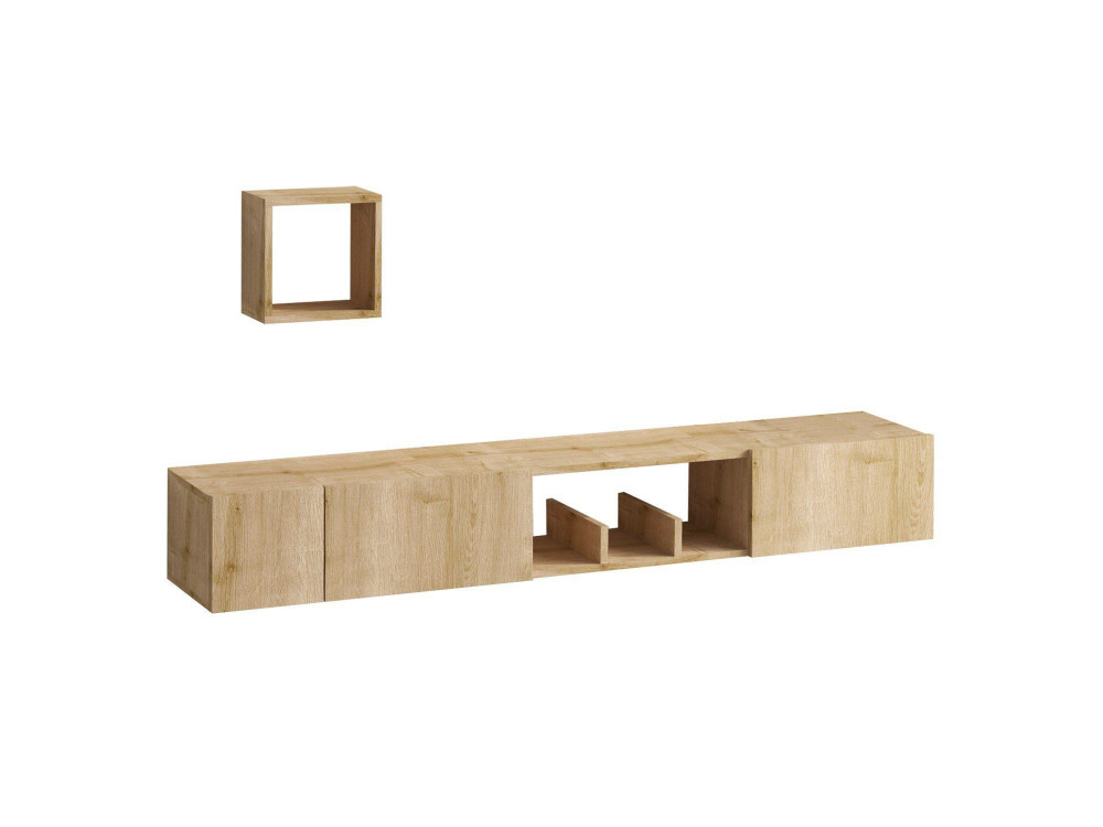 Avior" houten TV-meubel met wandplank - 180 x 32 x 25 cm - Beige