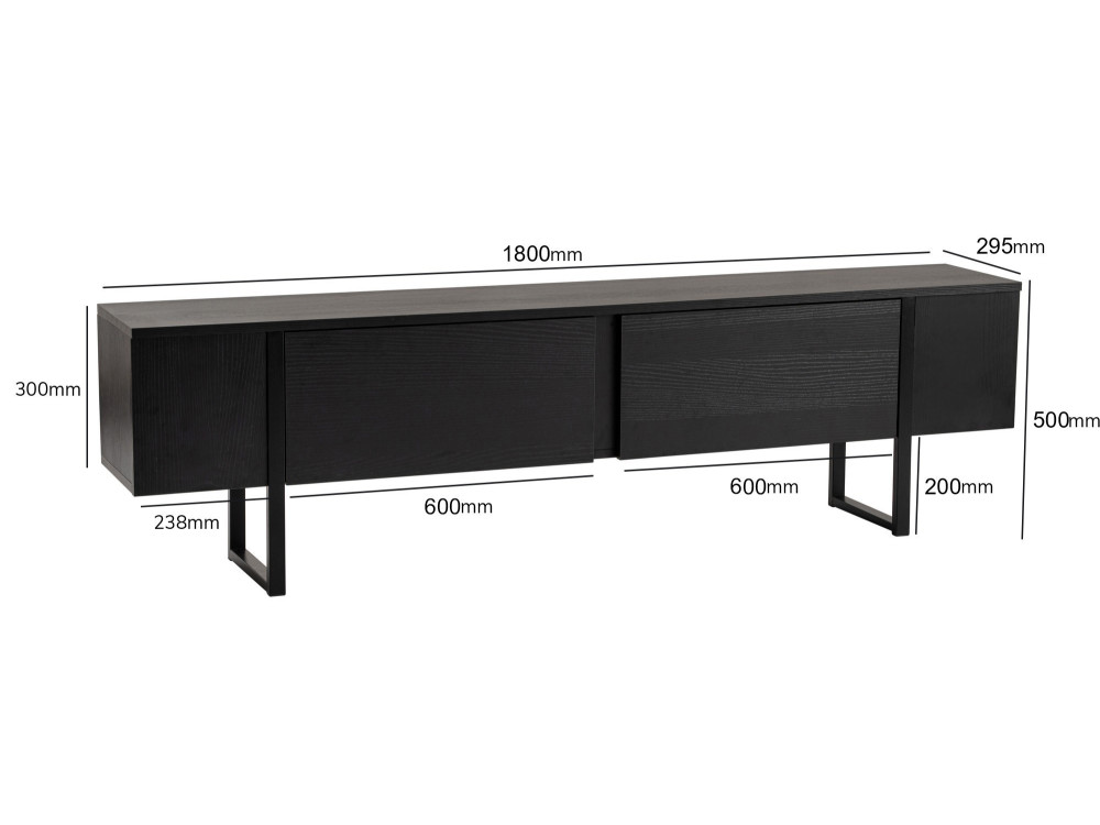 Houten TV-meubel "Serenity" - 180 x 29 x 50 cm - Zwart