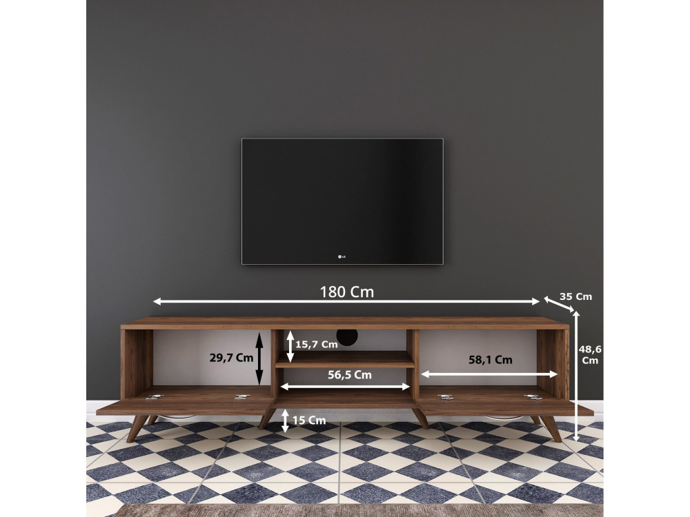 Houten TV-meubel "Atik" - 180 x 35 x 48 cm - Bruin