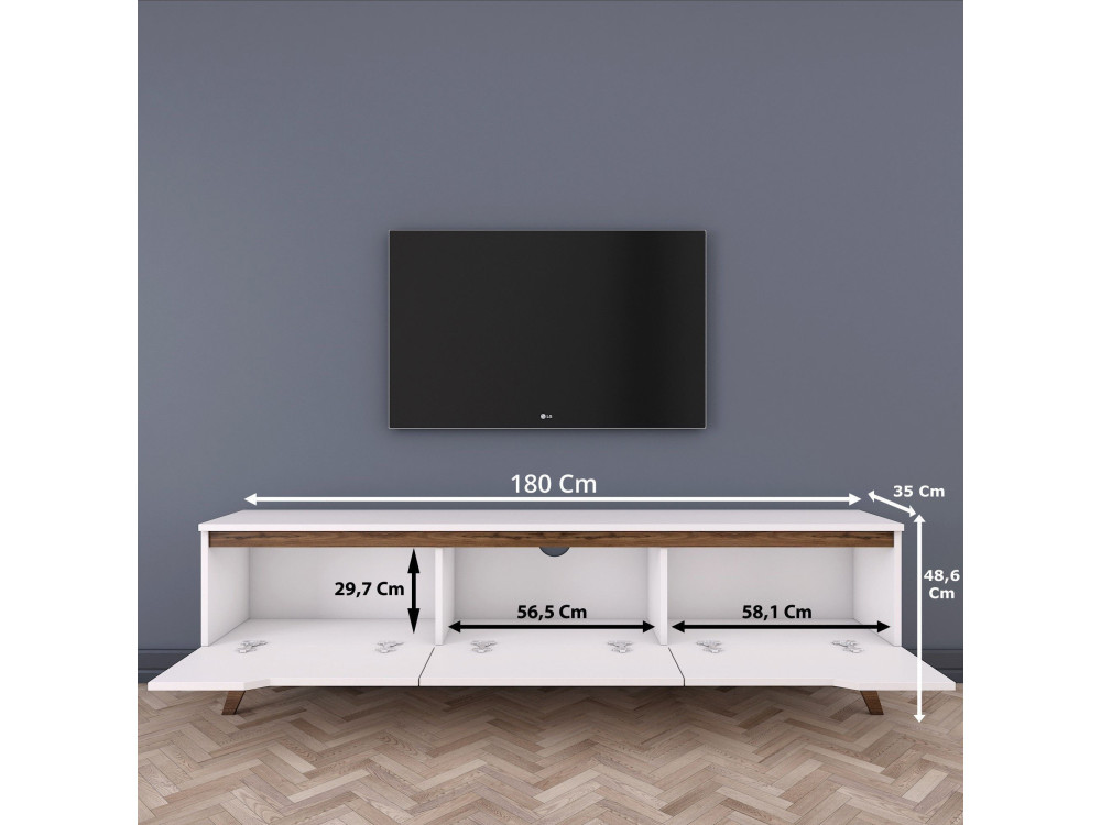 Digi" houten TV-meubel - 180 x 35 x 48 cm - Bruin