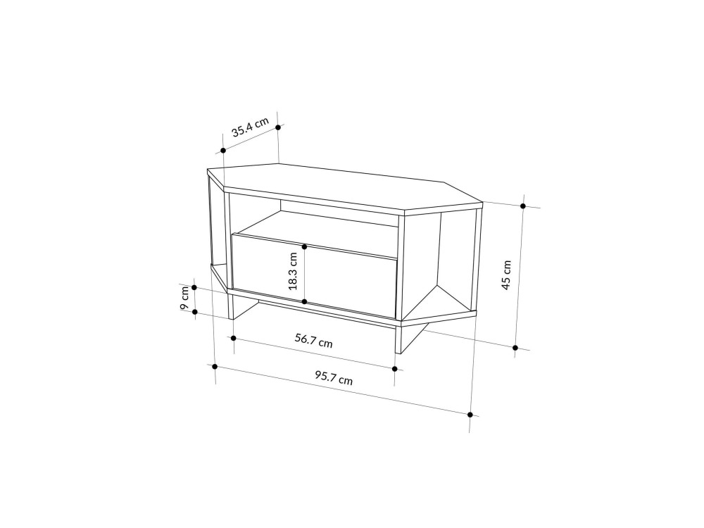 Houten TV-meubel "Viva" - 95 x 35 x 45 cm - Wit