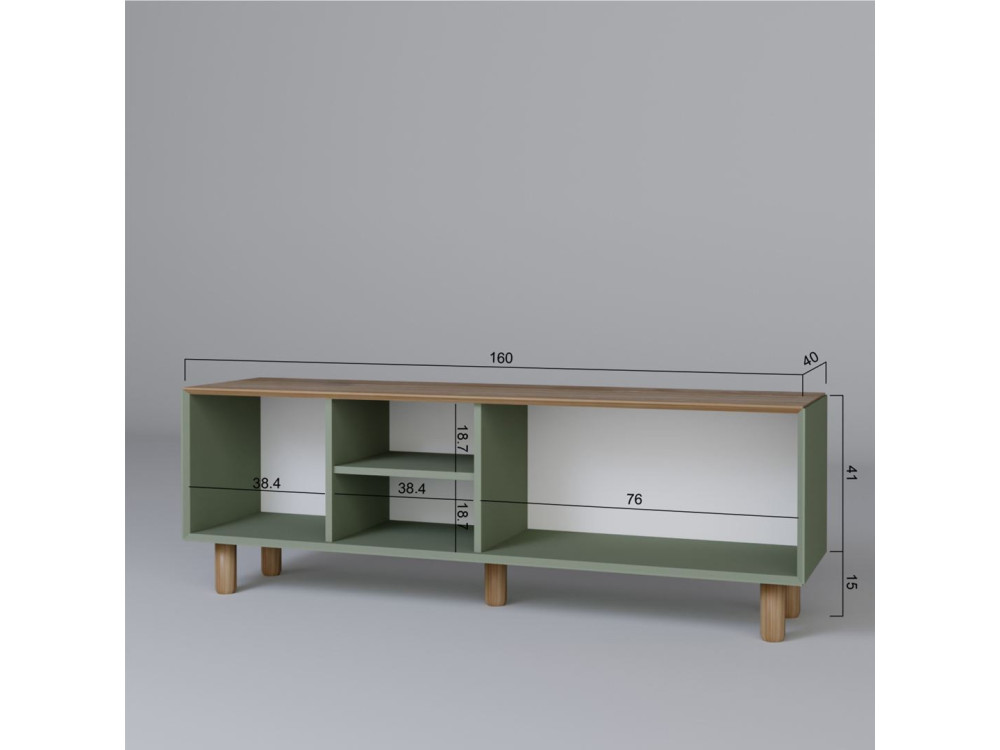 Houten TV-meubel "Mia" - 160 x 40 x 56 cm - Groen