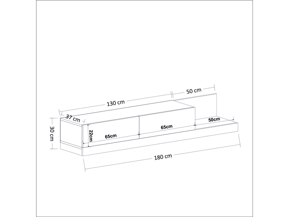 Majör" houten TV-meubel - 180 x 37 x 30 cm - Antraciet grijs