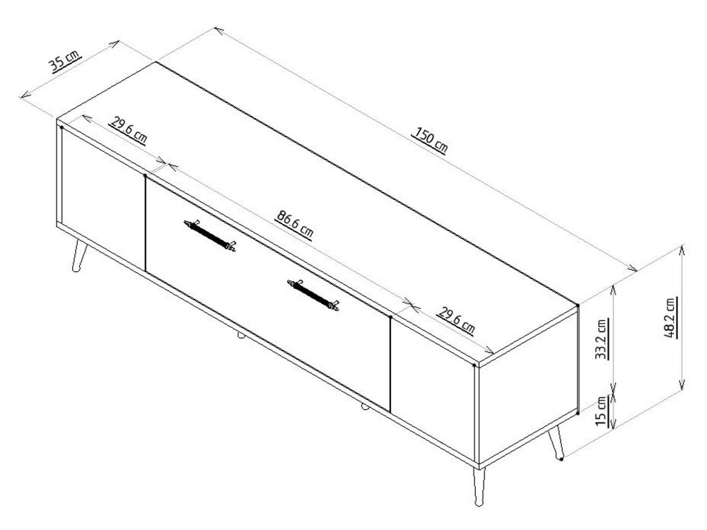 Houten TV-meubel "Detas" - 150 x 35 x 48 cm - Zilver