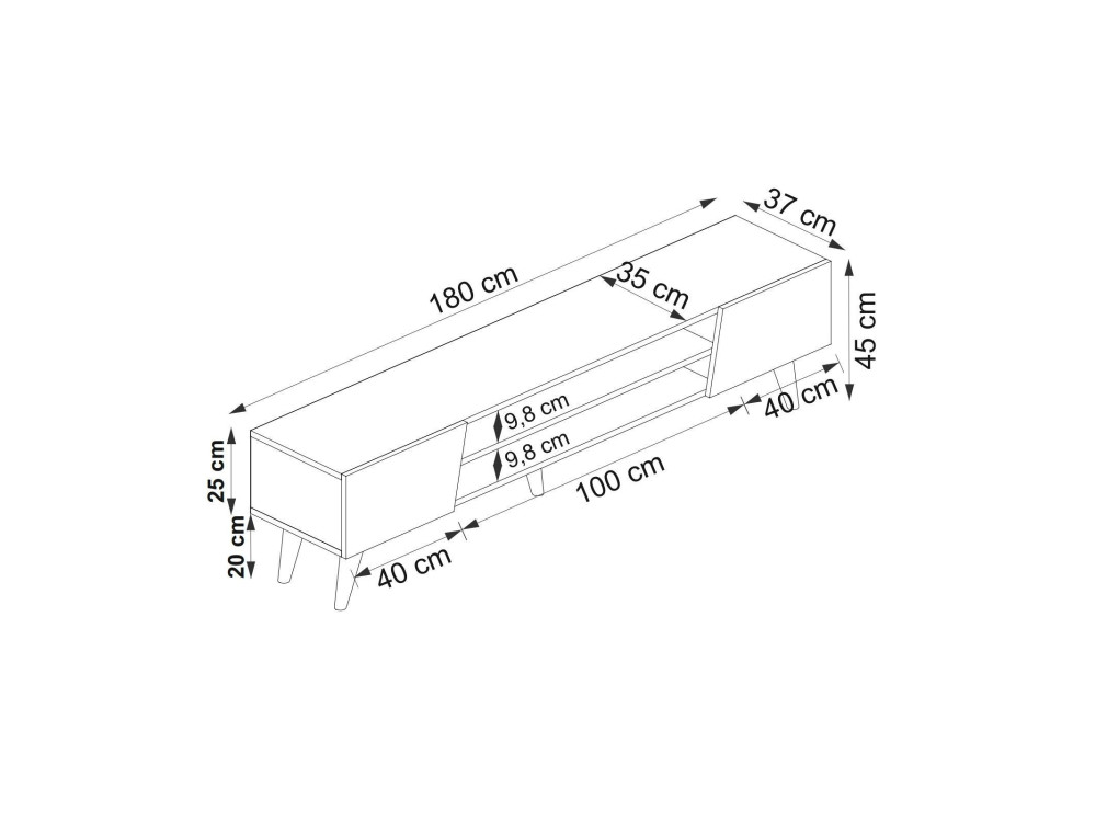 Clark" houten TV-meubel - 180 x 37 x 45 cm - Bruin
