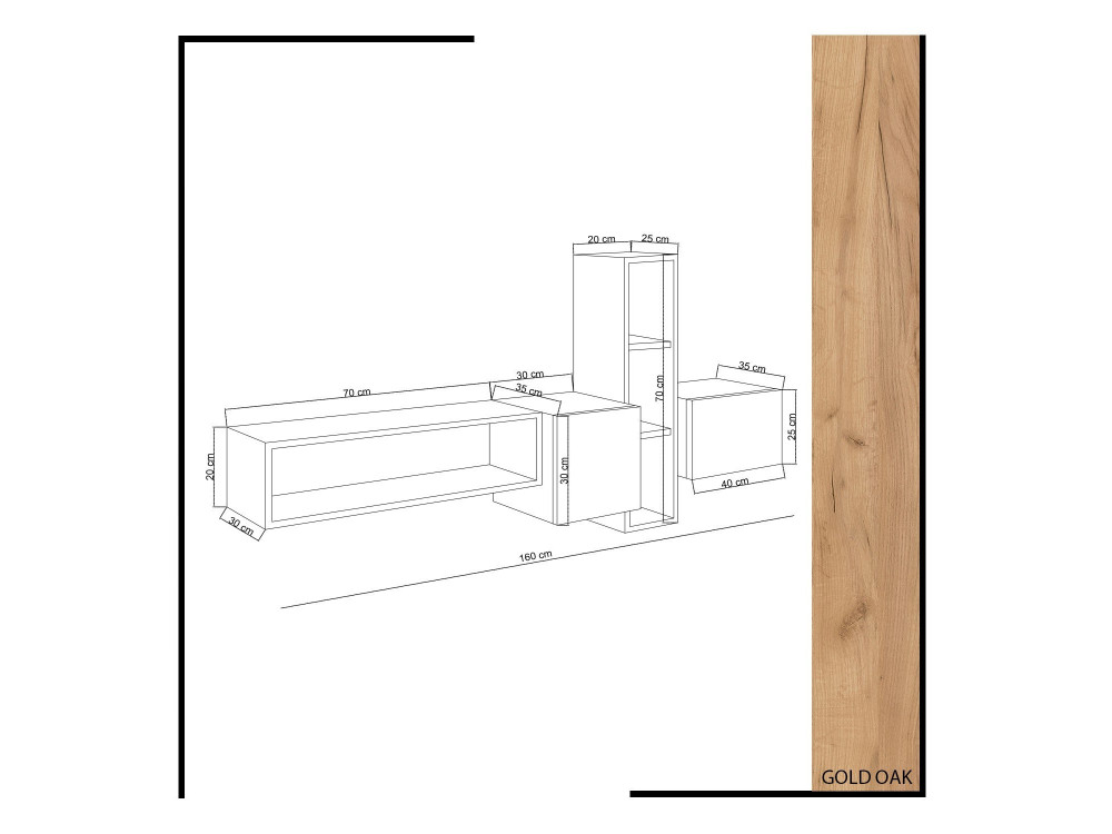 Houten TV-meubel "Kumkuat" - 160 x 35 x 70 cm - Bruin