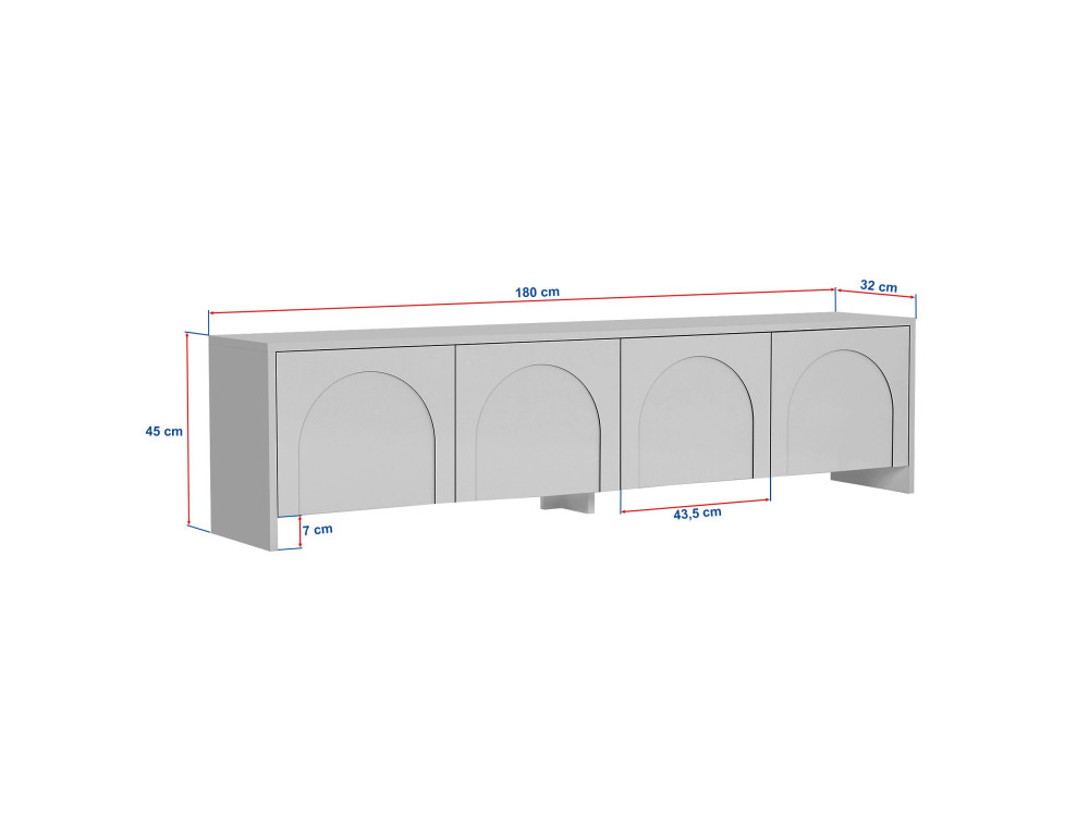 Houten TV-meubel "Aurelia" - 180 x 32 x 45 cm - Wit