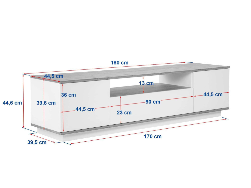 Houten TV-meubel "Veramont" - 180 x 44 x 44 cm - Crème