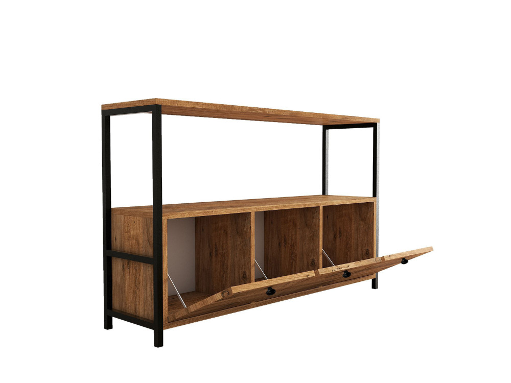 Houten dressoir "Nero" - 120 x 30 x 75 cm - Zwart Atlantisch grenen