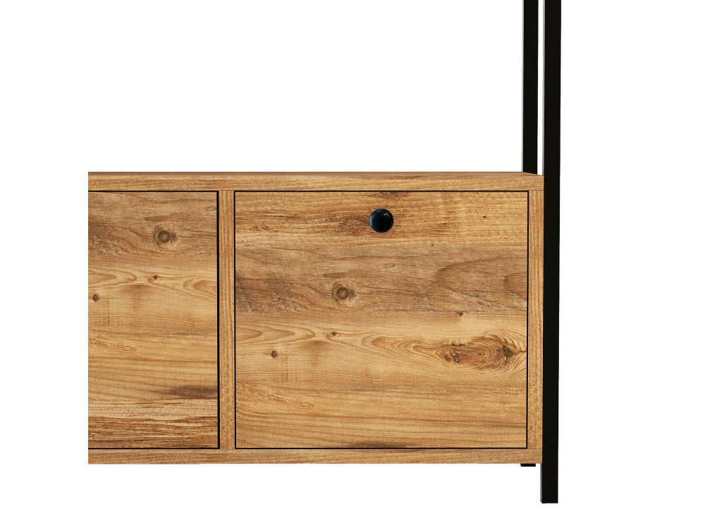 Houten dressoir "Nero" - 120 x 30 x 75 cm - Zwart Atlantisch grenen