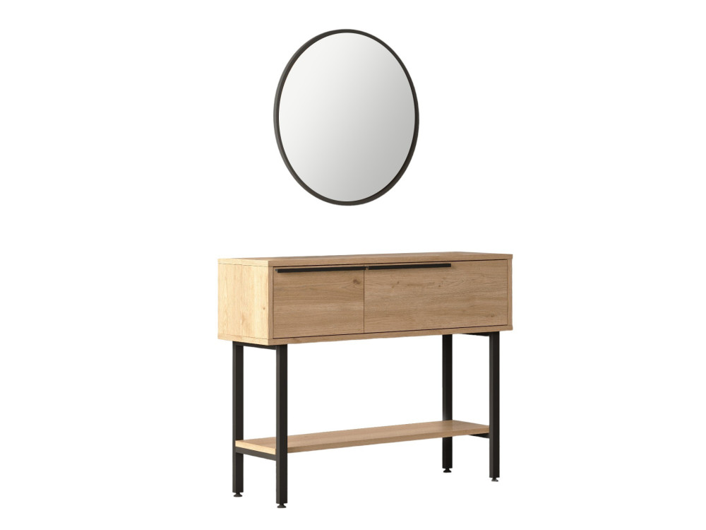 Calvin" houten console met spiegel - 100 x 30 x 76 cm - Bruin