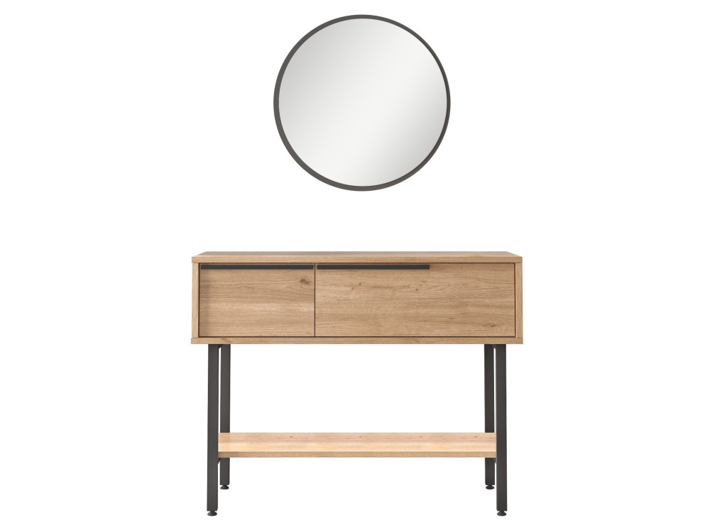 Calvin" houten console met spiegel - 100 x 30 x 76 cm - Bruin