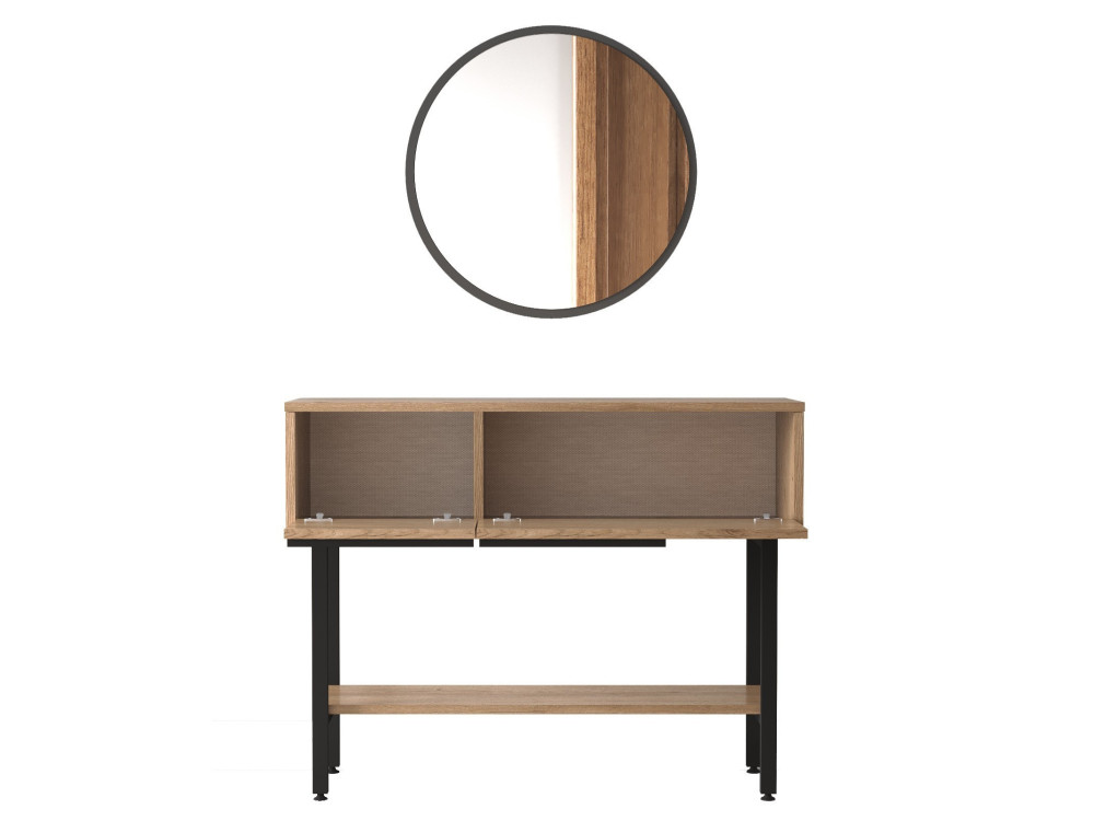 Calvin" houten console met spiegel - 100 x 30 x 76 cm - Bruin