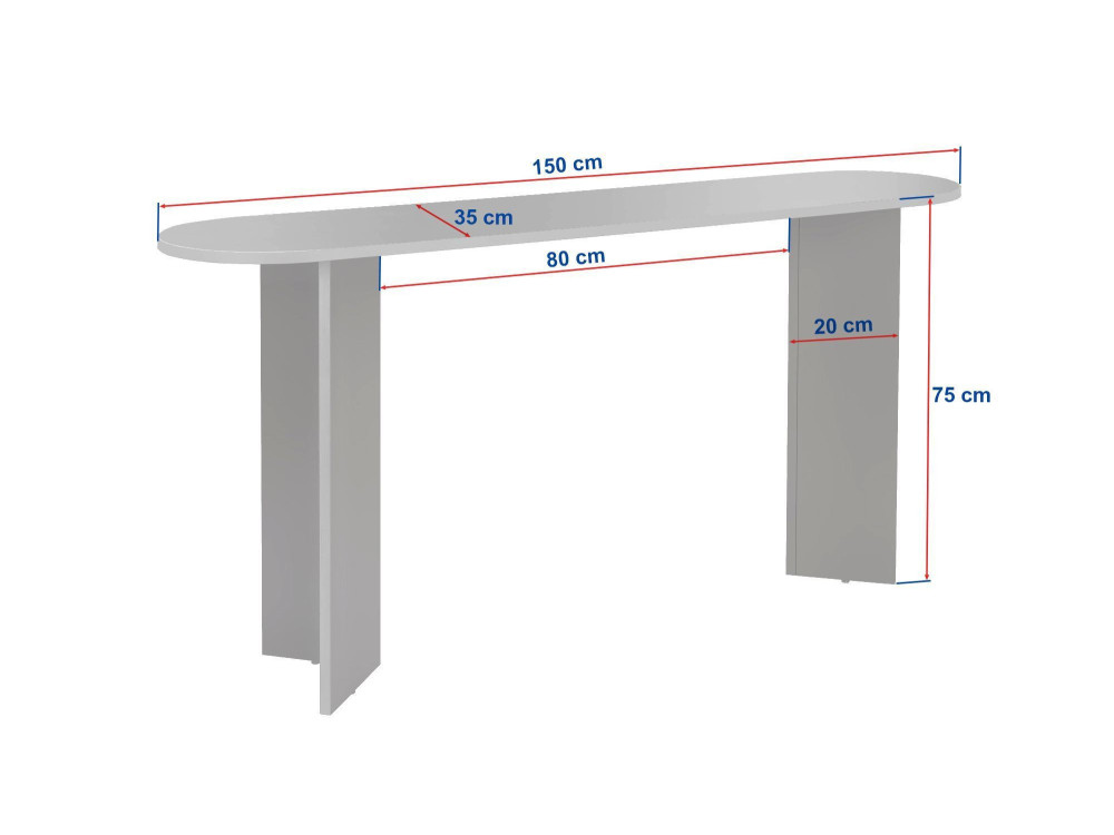Houten console "Sira" - 150 x 35 x 75 cm - Travertin