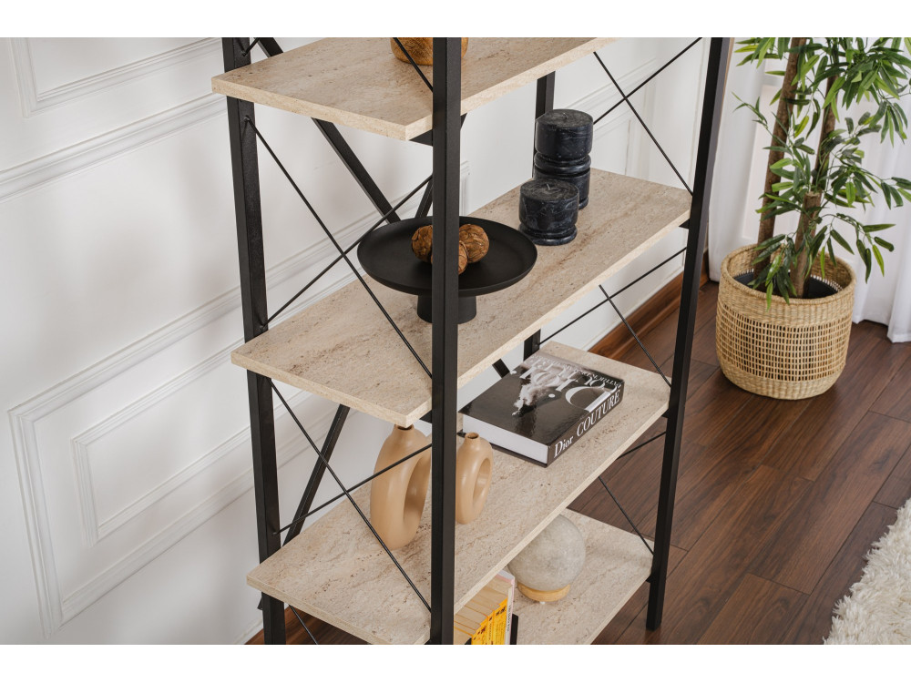 Houten boekenkast "Elysian" - 90 x 33 x 180 cm - TravertinZwart