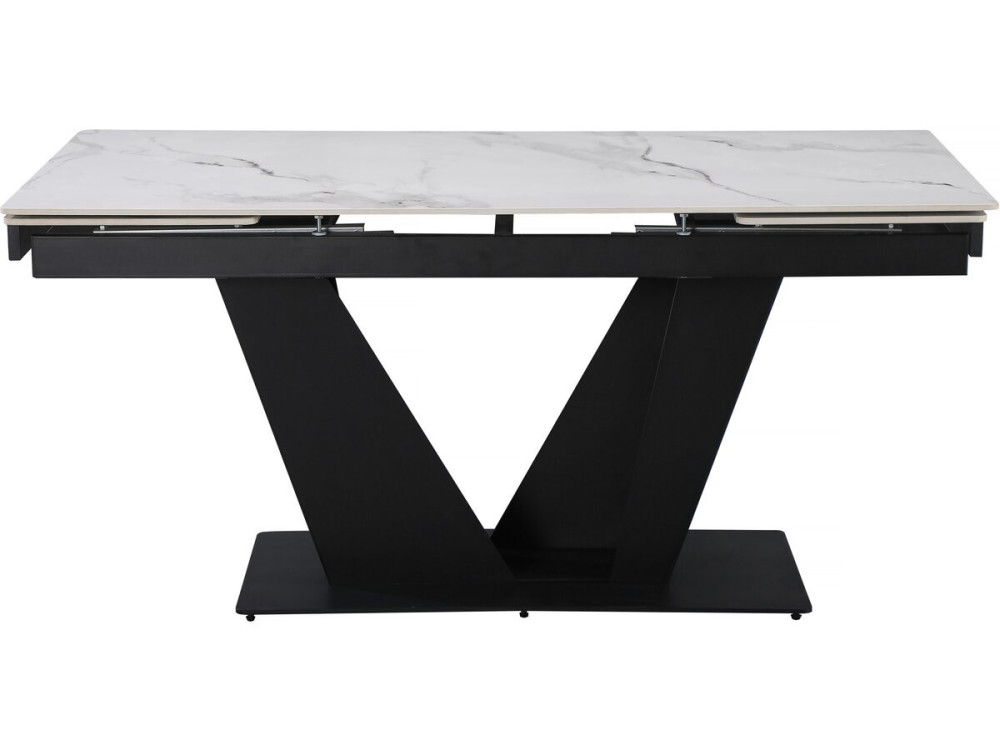 Uitschuifbare keramische eettafel - 160/240 cm - 6 tot 10 personen "Nova" - Wit gemarmerd grijs
