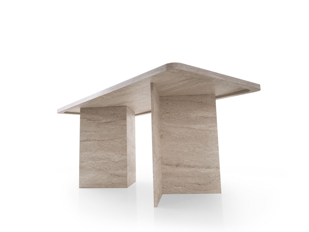 Houten eettafel "Lizzard" 180 x 90 x 77 cm - Travertin