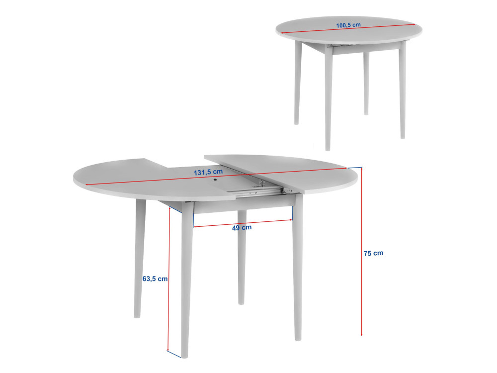 Uitschuifbare houten eettafel "Viona" 100 x 100 x 75 cm - Travertin