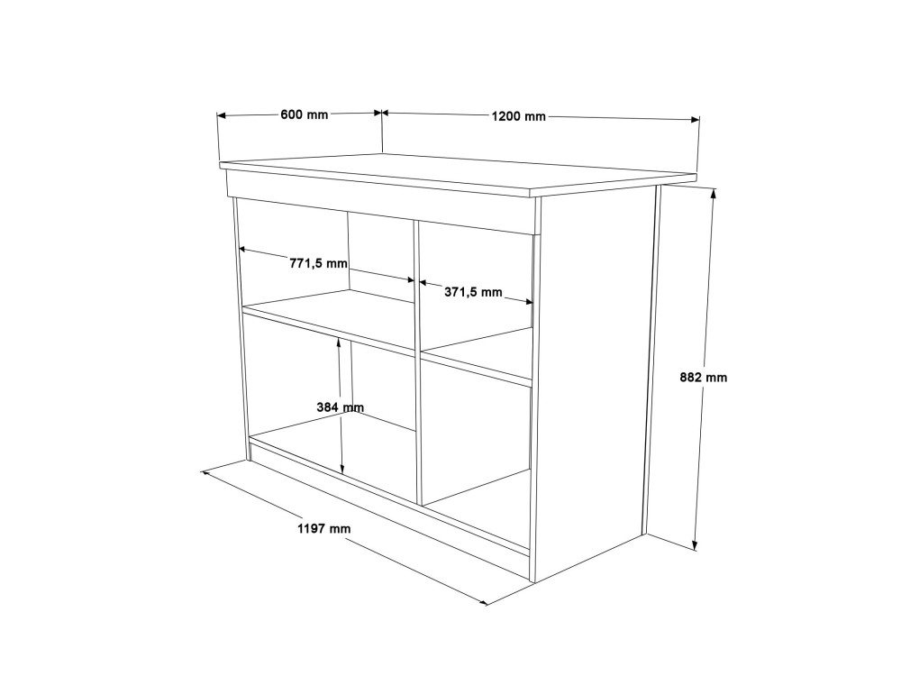 Houten keukentafel "Siven" - 120 x 60 x 88 cm - Bruin