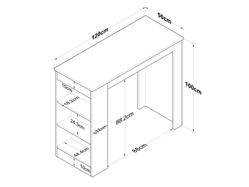 Houten eettafel "Juan" - 120 x 50 x 100 cm - Bruin