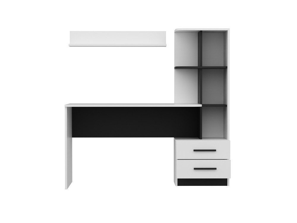 Houten bureau "Alaska" - 146 x 60 x 142 cm - Wit, Zwart