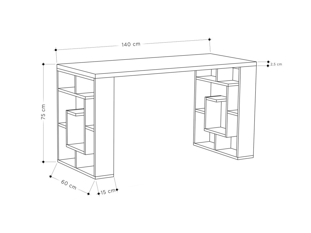 Houten bureau "Maze" 140 x 60 x 75 cm - Wit